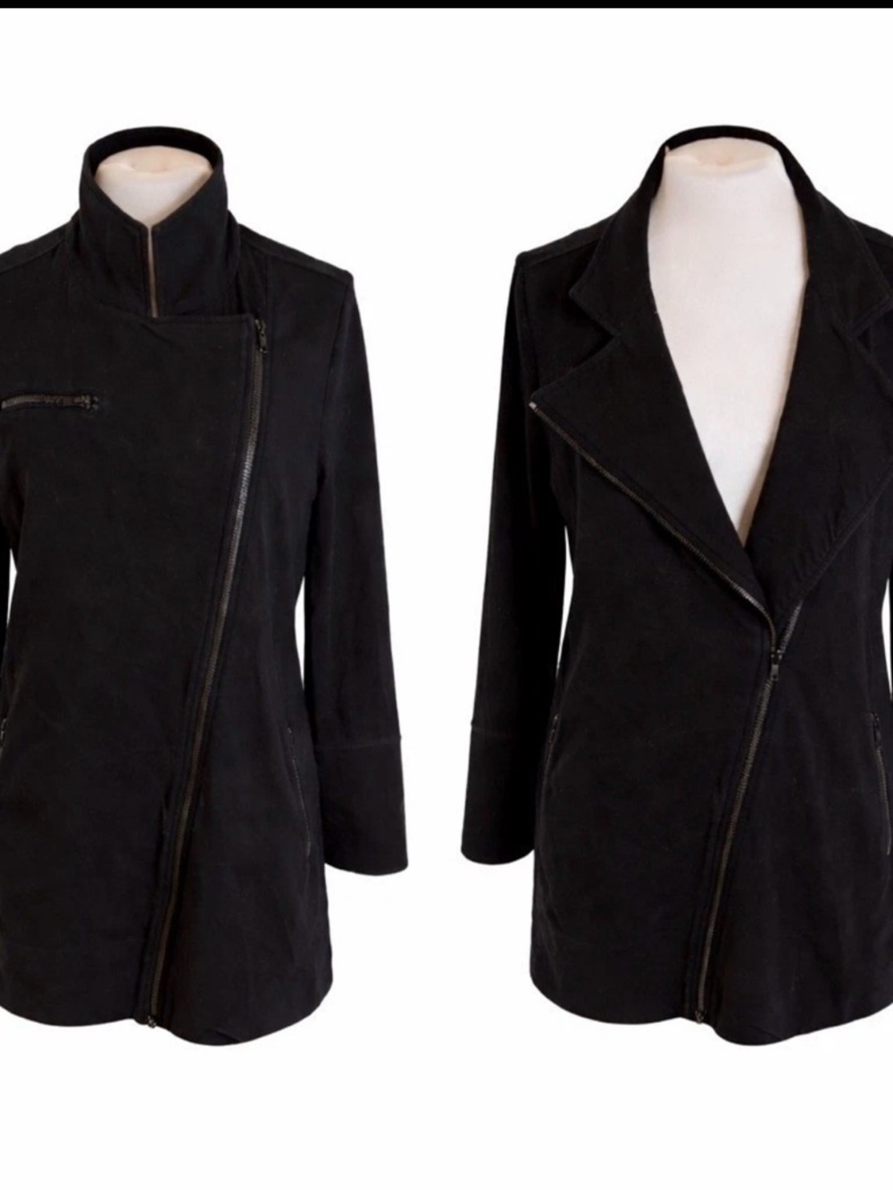 Eileen Fisher Black Asymmetric Moto-Style Jacket